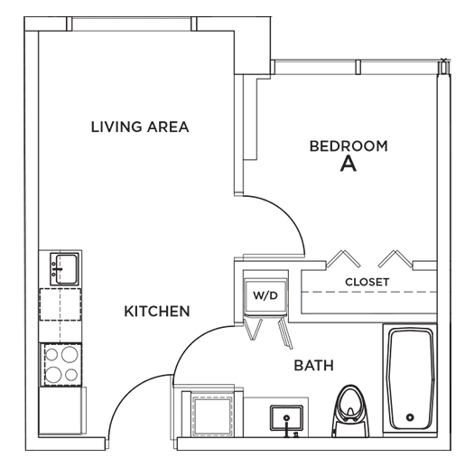 Alton, 1-Bedroom Floor Plan