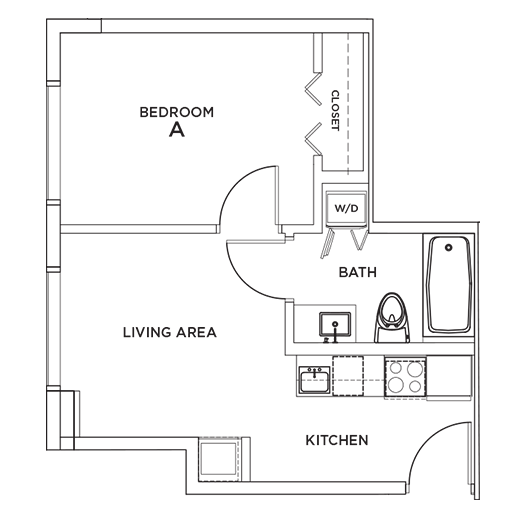 Alton, 1-Bedroom Floor Plan