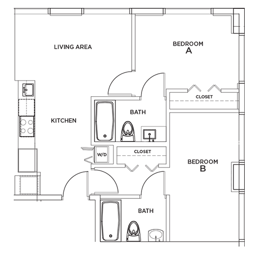 Biscayne, 2Bedroom Floor Plan